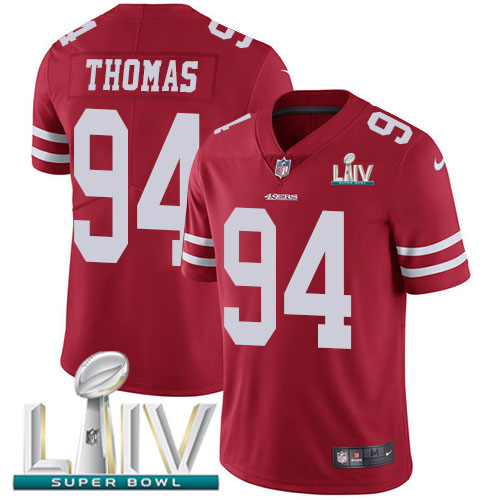 San Francisco 49ers Nike #94 Solomon Thomas Red Super Bowl LIV 2020 Team Color Youth Stitched NFL Vapor Untouchable Limited Jersey